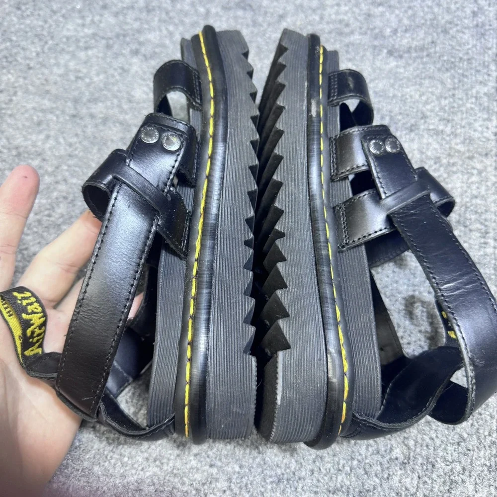 Dr. Martens Sandals Mens 5 Terry Black Leather Platform Gladiator EUC
